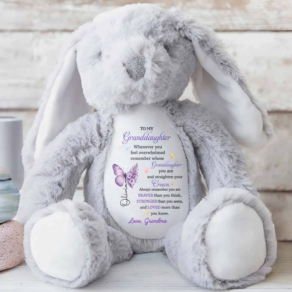 Personalized Stuffed Bunny Custom Name Gift for Granddaughter Stuffed Bunny GradoCreations
