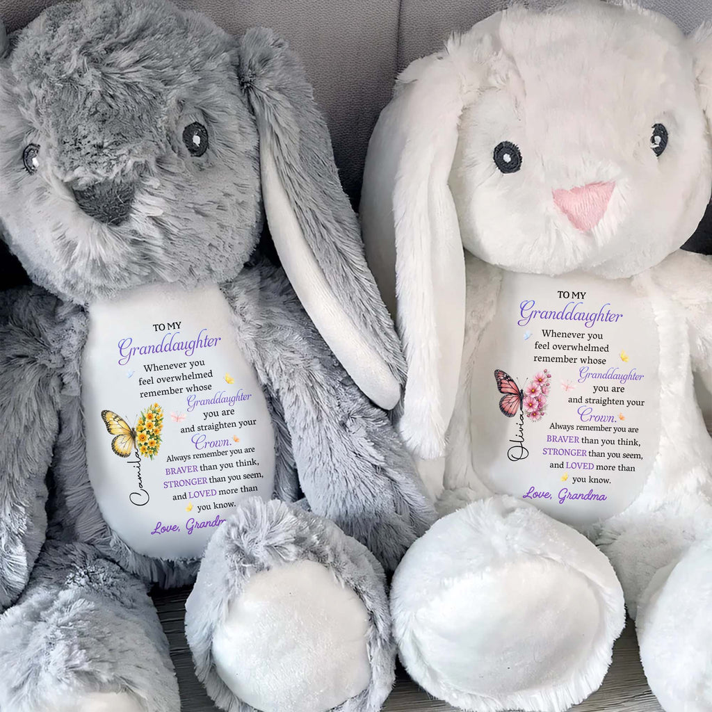 Personalized Stuffed Bunny Custom Name Gift for Granddaughter Stuffed Bunny GradoCreations