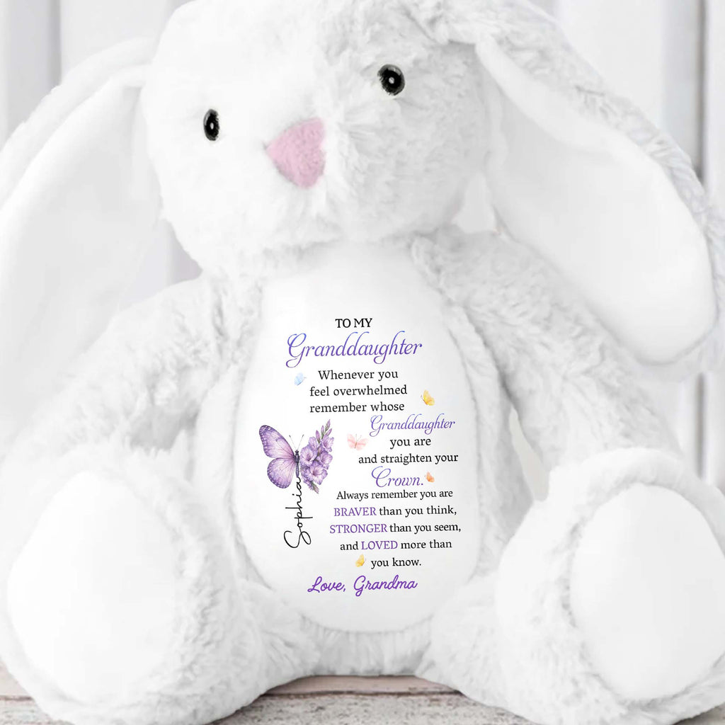 Personalized Stuffed Bunny Custom Name Gift for Granddaughter Stuffed Bunny GradoCreations