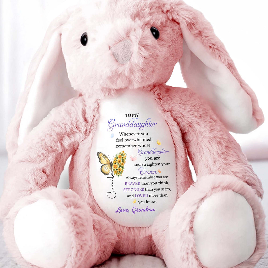 Personalized Stuffed Bunny Custom Name Gift for Granddaughter Stuffed Bunny GradoCreations