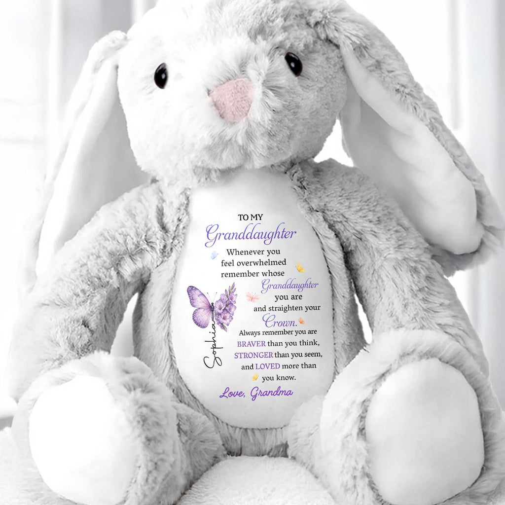 Personalized Stuffed Bunny Custom Name Gift for Granddaughter Stuffed Bunny GradoCreations