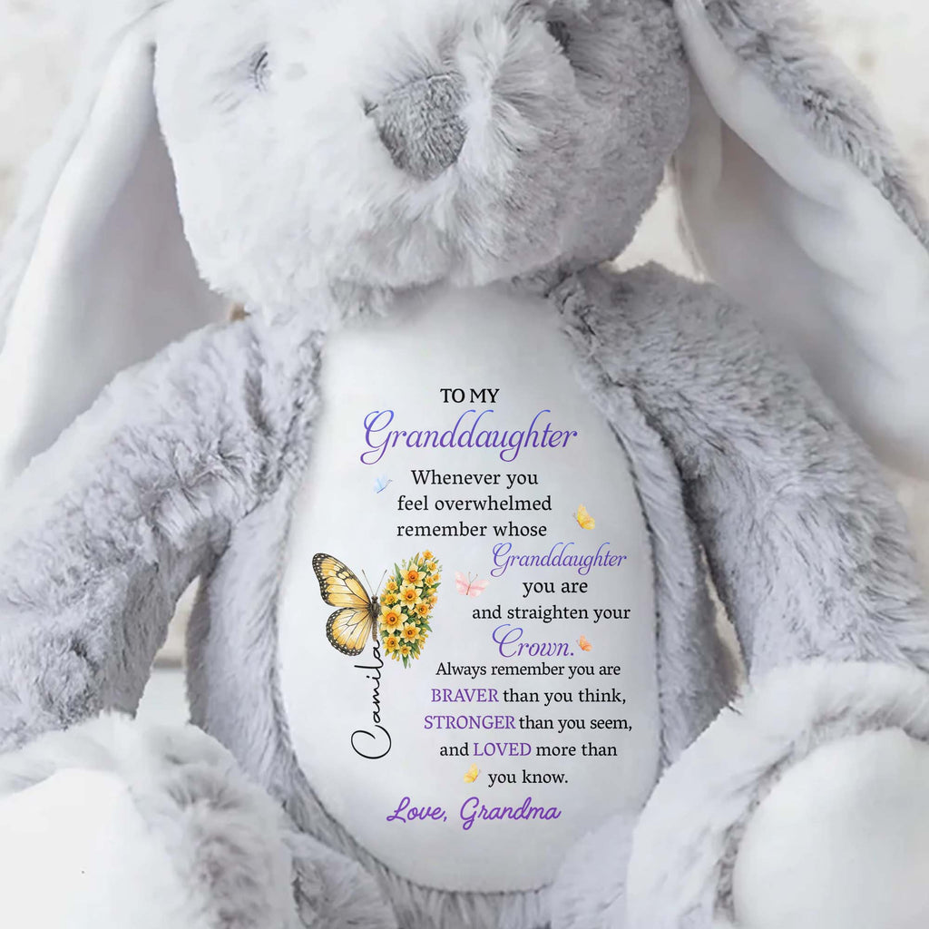 Personalized Stuffed Bunny Custom Name Gift for Granddaughter Stuffed Bunny GradoCreations