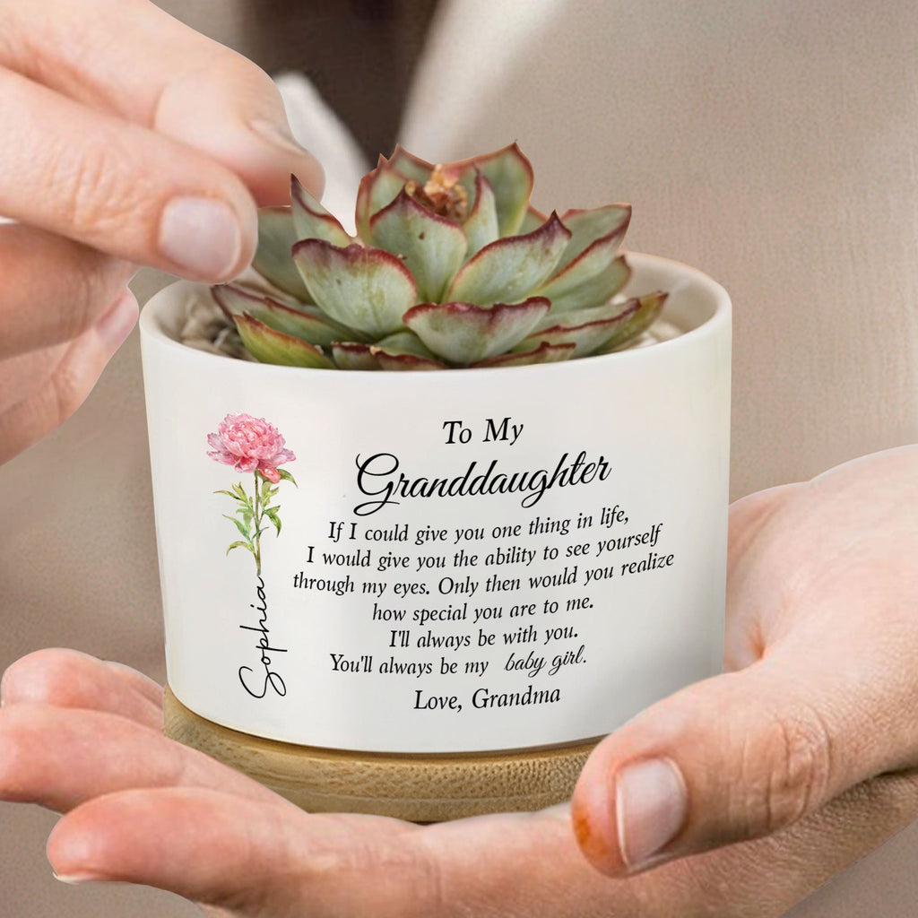 Personalized Ceramic Plant Pot Custom Message for Granddaughter
