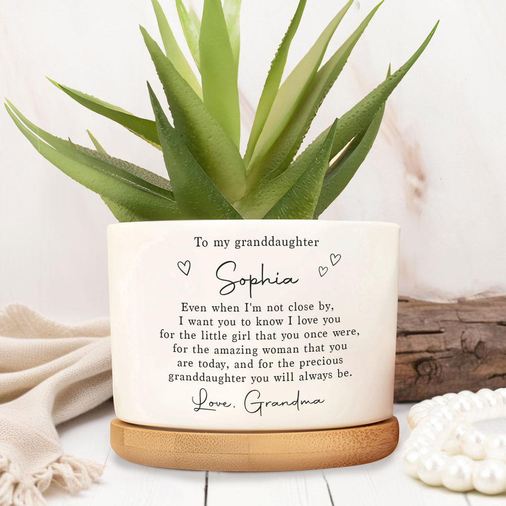 Personalized Ceramic Plant Pot Custom Gift for Granddaughter