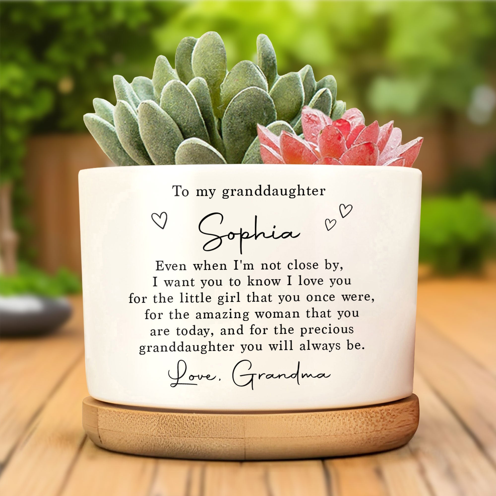 Personalized Ceramic Plant Pot Custom Gift for Granddaughter