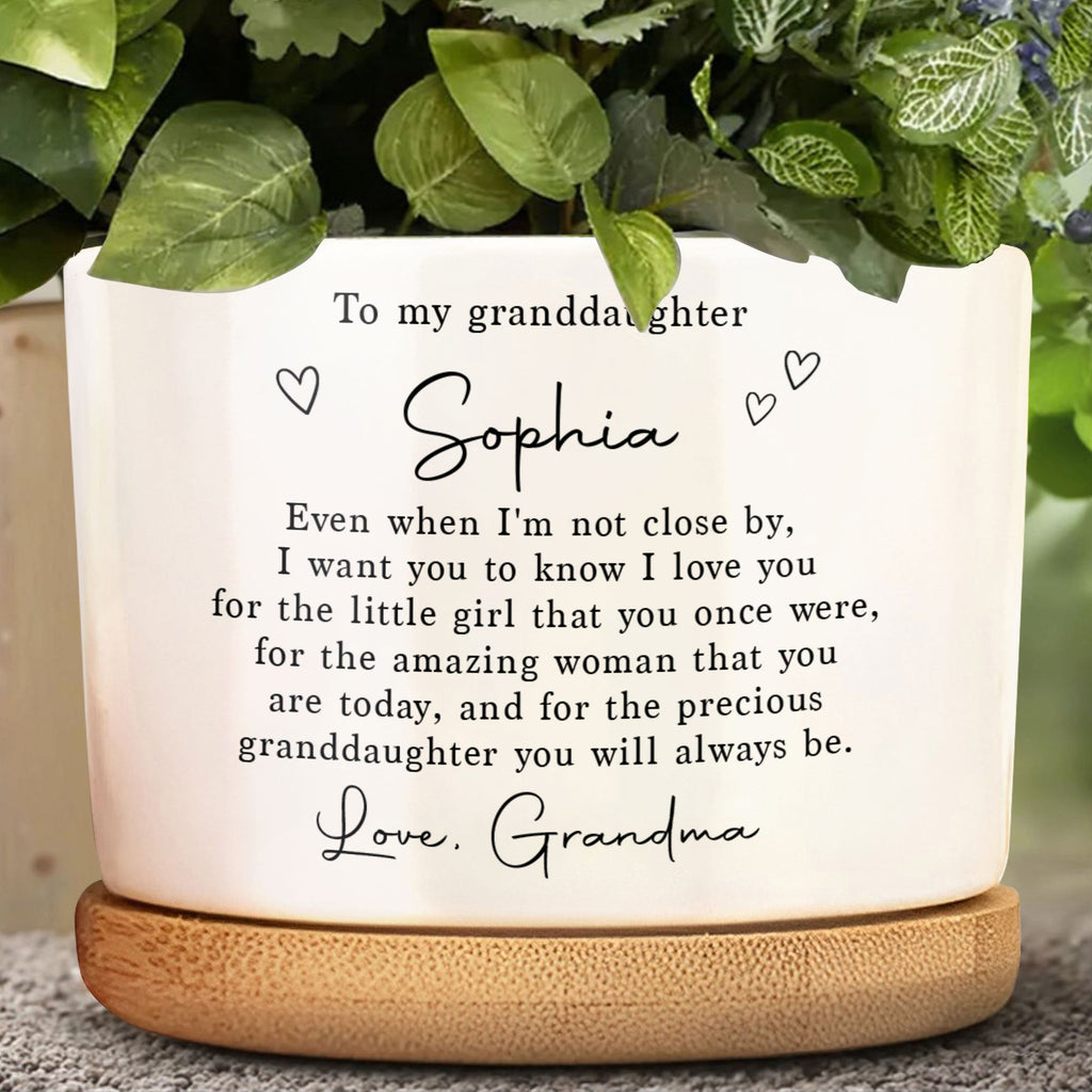 Personalized Ceramic Plant Pot Custom Gift for Granddaughter