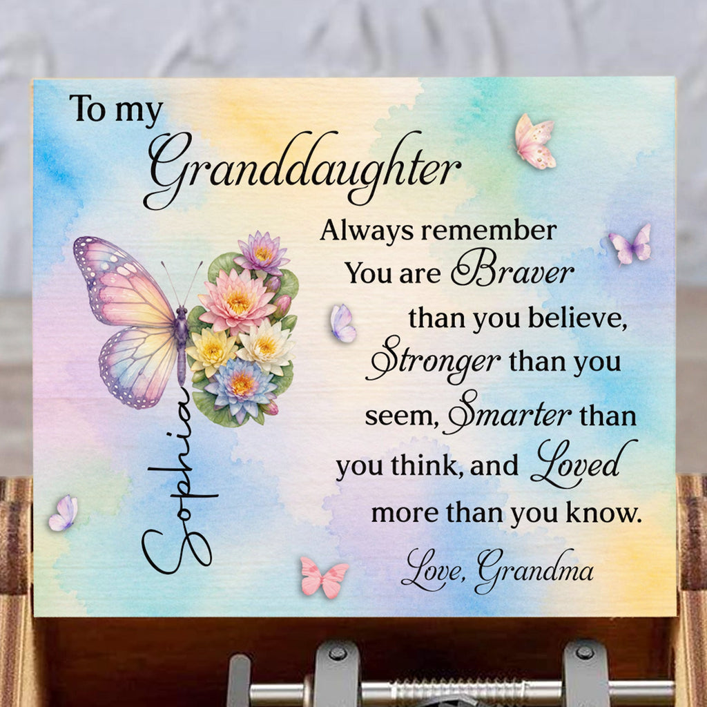 Personalized Wooden Music Box Custom Tune Gift for Granddaughter Music Box GradoCreations