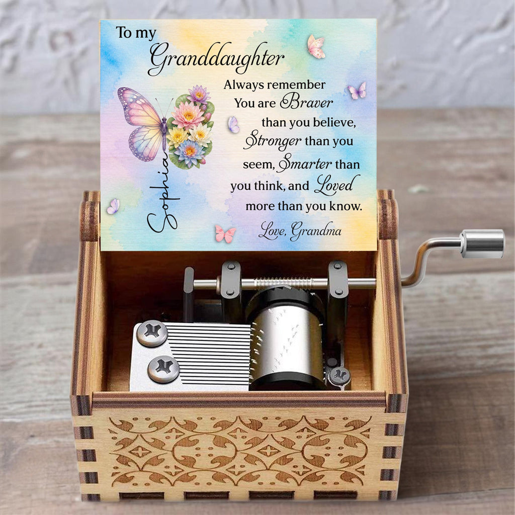 Personalized Wooden Music Box Custom Tune Gift for Granddaughter Music Box GradoCreations