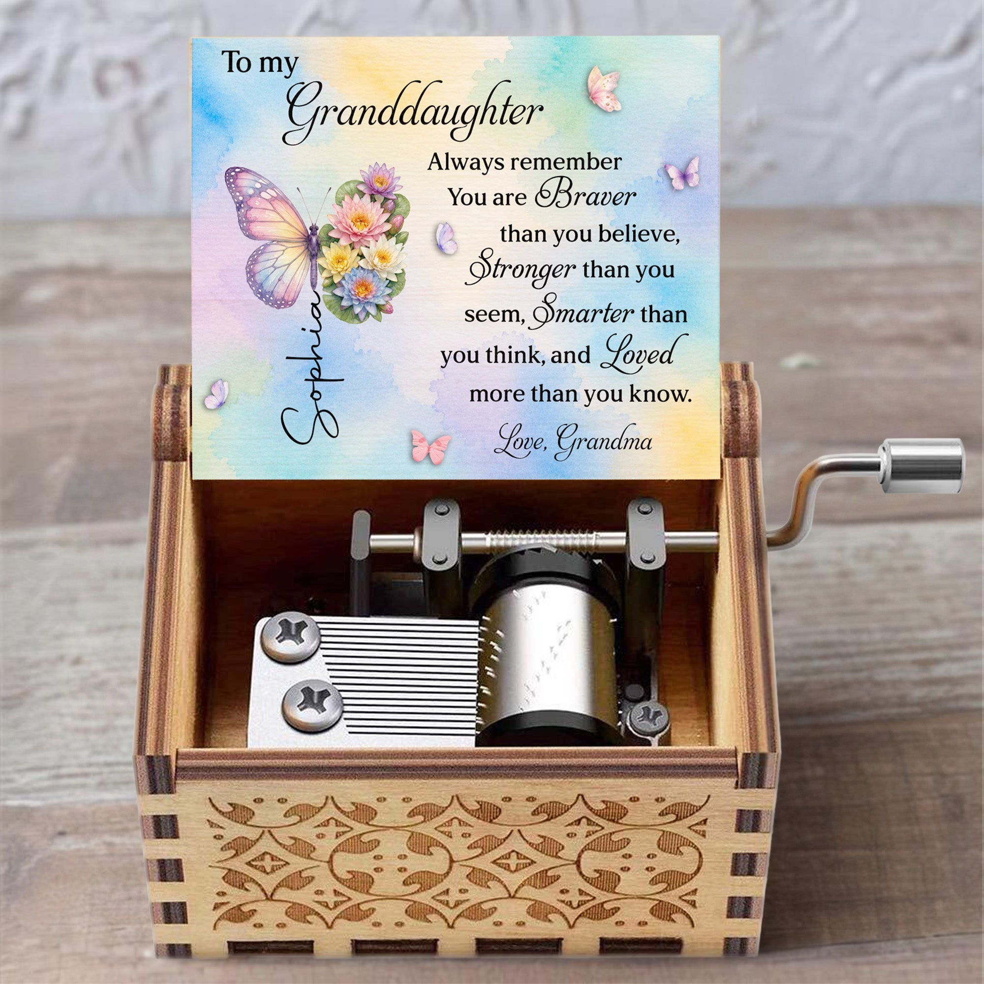 Personalized Wooden Music Box Custom Tune Gift for Granddaughter Music Box GradoCreations