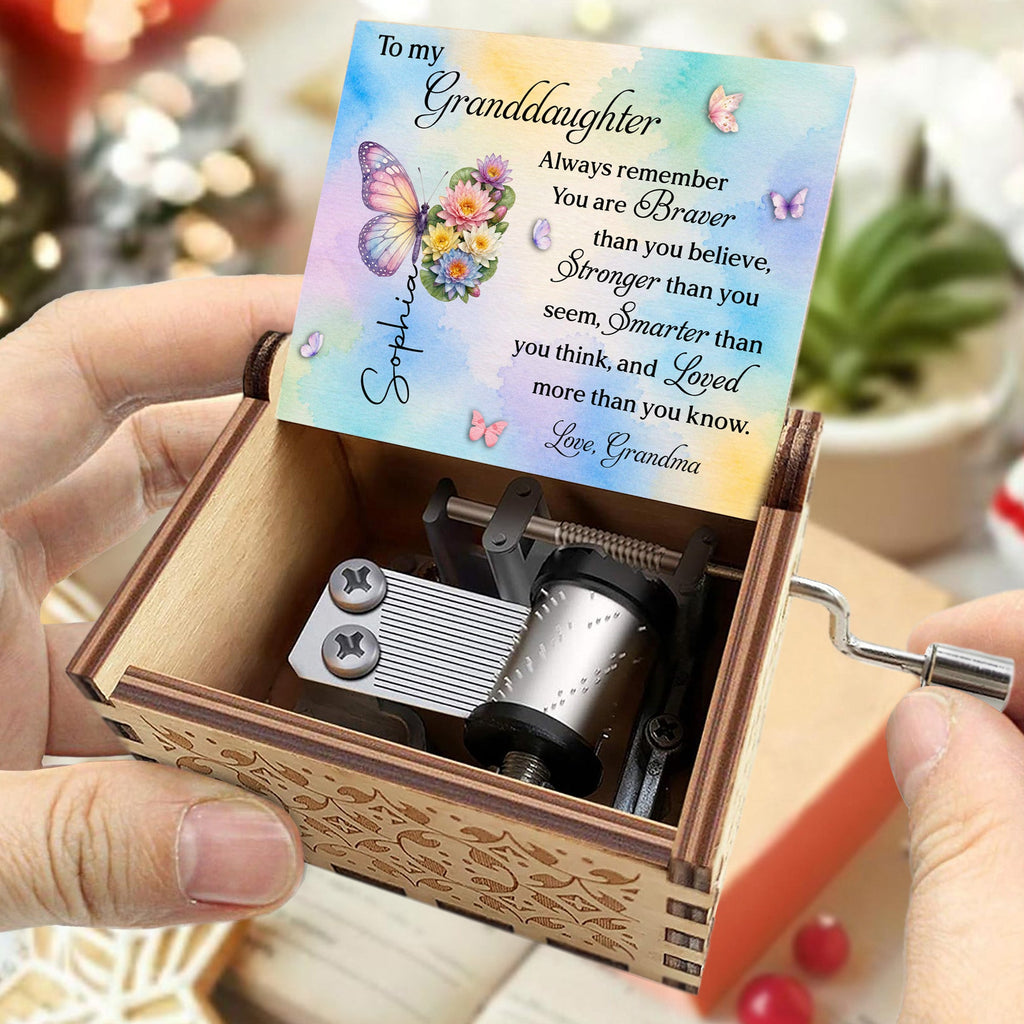 Personalized Wooden Music Box Custom Tune Gift for Granddaughter Music Box GradoCreations
