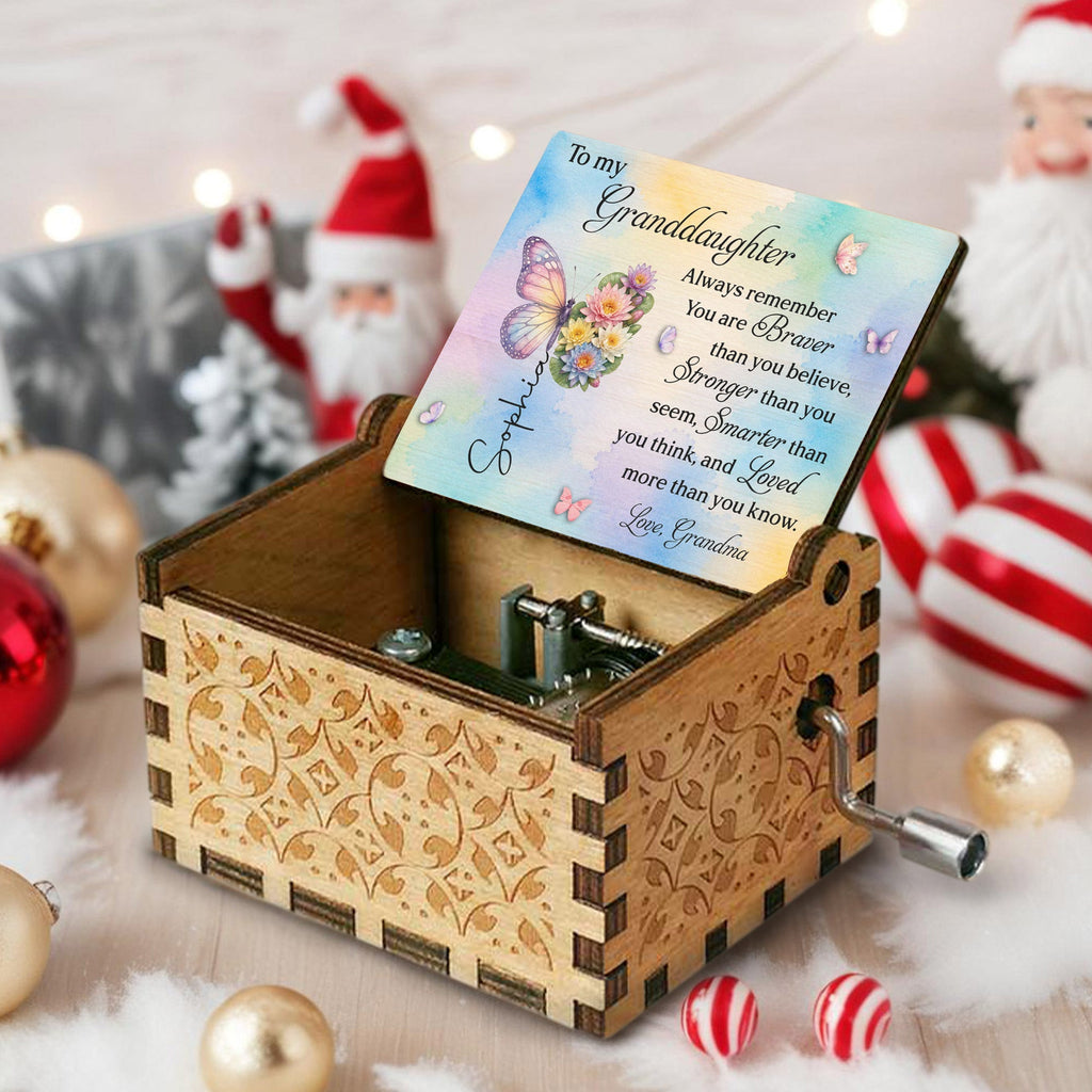 Personalized Wooden Music Box Custom Tune Gift for Granddaughter Music Box GradoCreations