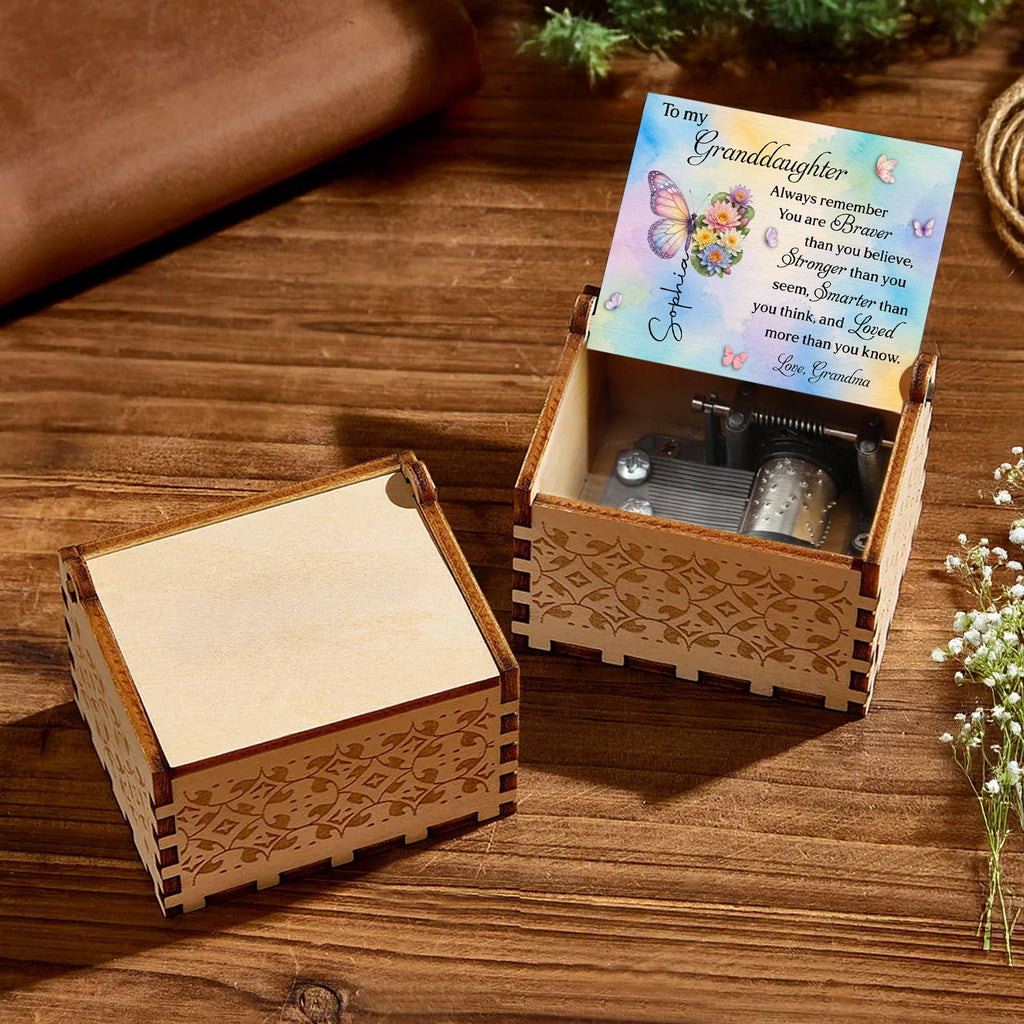 Personalized Wooden Music Box Custom Tune Gift for Granddaughter Music Box GradoCreations