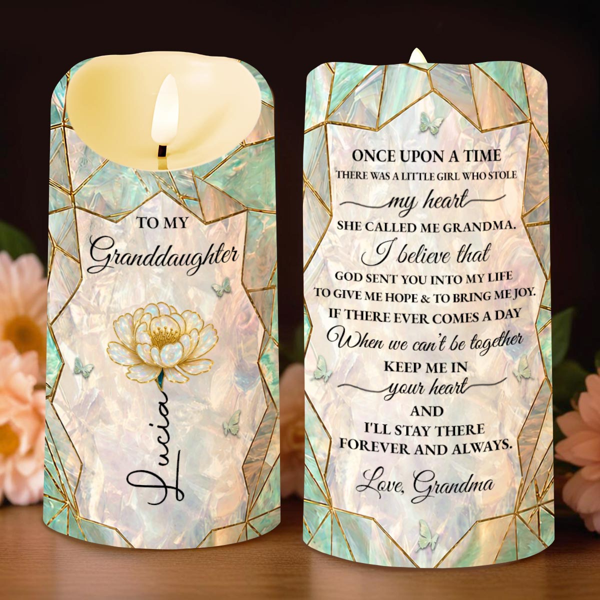 Personalized Custom LED Candle for Granddaughter Gift LED Candle GradoCreations