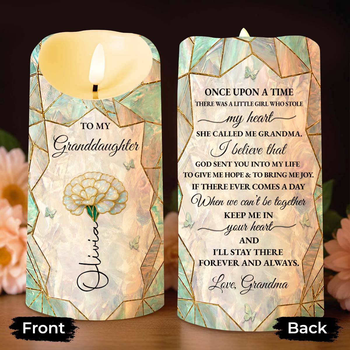 Personalized Custom LED Candle for Granddaughter Gift LED Candle GradoCreations