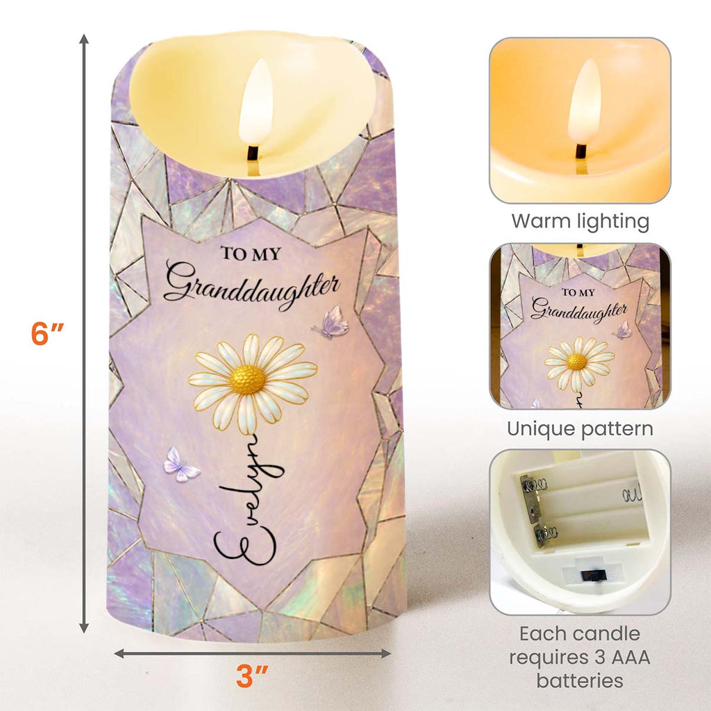 Personalized LED Candle Custom Flower Gift for Granddaughter LED Candle GradoCreations