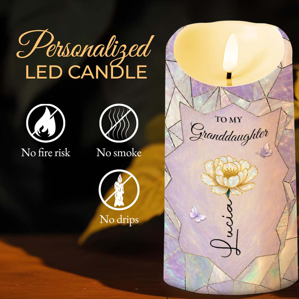Personalized LED Candle Custom Flower Gift for Granddaughter LED Candle GradoCreations