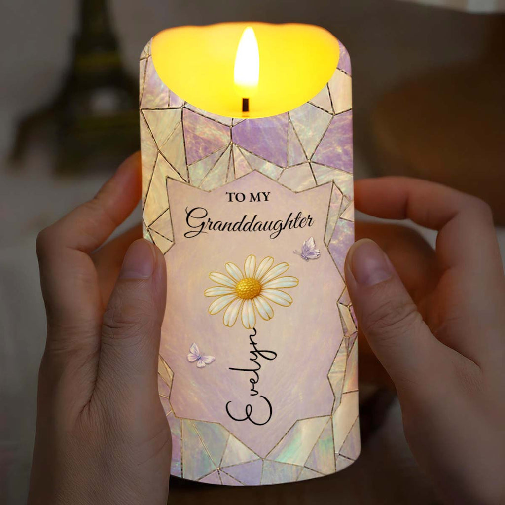 Personalized LED Candle Custom Flower Gift for Granddaughter LED Candle GradoCreations