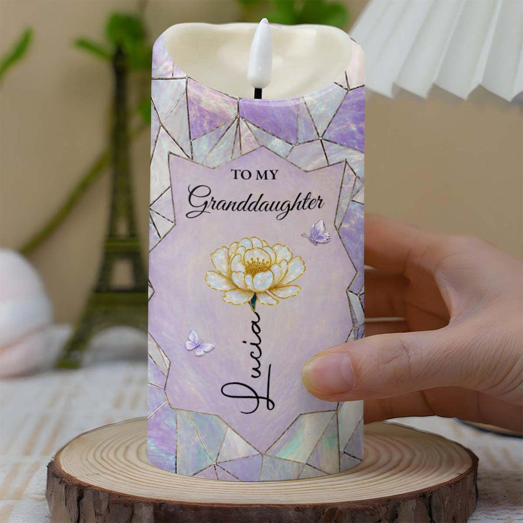 Personalized LED Candle Custom Flower Gift for Granddaughter LED Candle GradoCreations