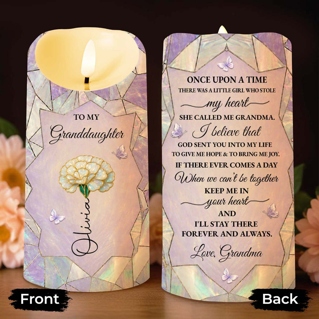 Personalized LED Candle Custom Flower Gift for Granddaughter LED Candle GradoCreations