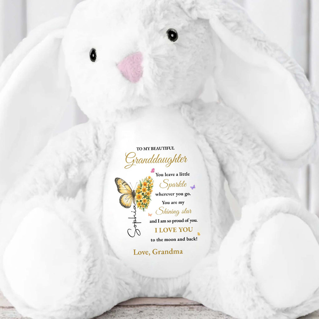 Personalized Stuffed Bunny Custom Name Gift for Granddaughter Stuffed Bunny GradoCreations