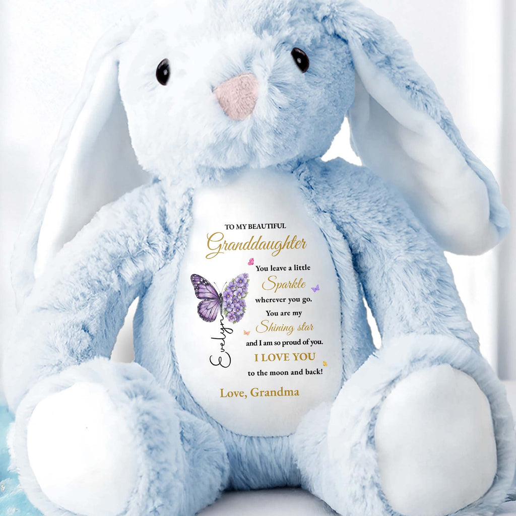 Personalized Stuffed Bunny Custom Name Gift for Granddaughter Stuffed Bunny GradoCreations