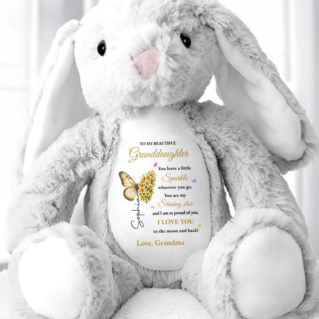 Personalized Stuffed Bunny Custom Name Gift for Granddaughter Stuffed Bunny GradoCreations