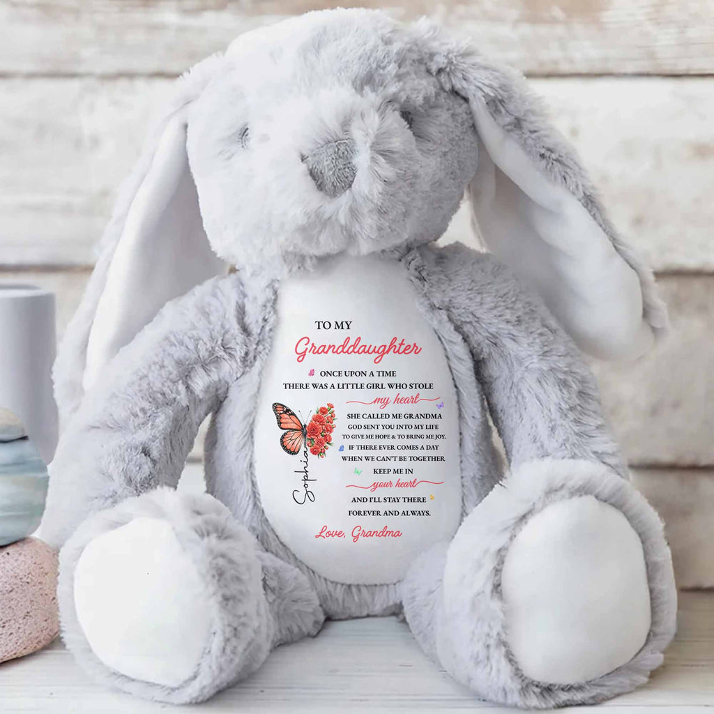 Personalized Stuffed Bunny Custom Name Gift for Granddaughter Stuffed Bunny GradoCreations