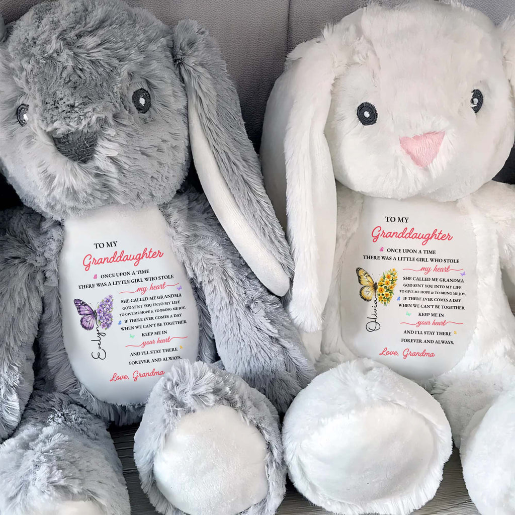 Personalized Stuffed Bunny Custom Name Gift for Granddaughter Stuffed Bunny GradoCreations