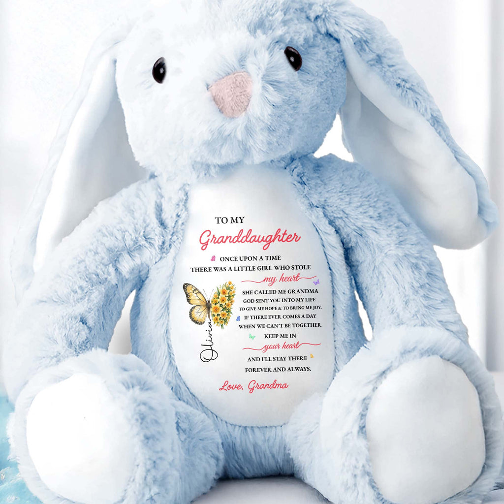 Personalized Stuffed Bunny Custom Name Gift for Granddaughter Stuffed Bunny GradoCreations