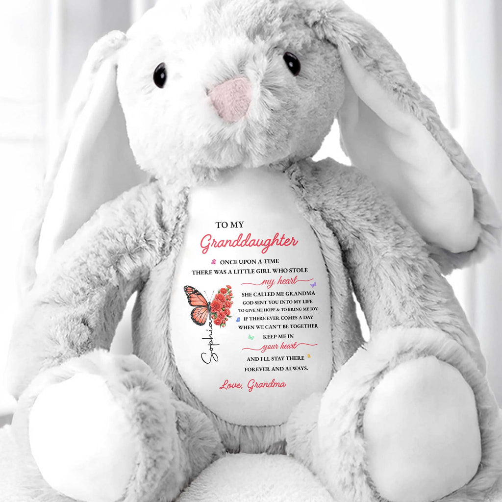 Personalized Stuffed Bunny Custom Name Gift for Granddaughter Stuffed Bunny GradoCreations