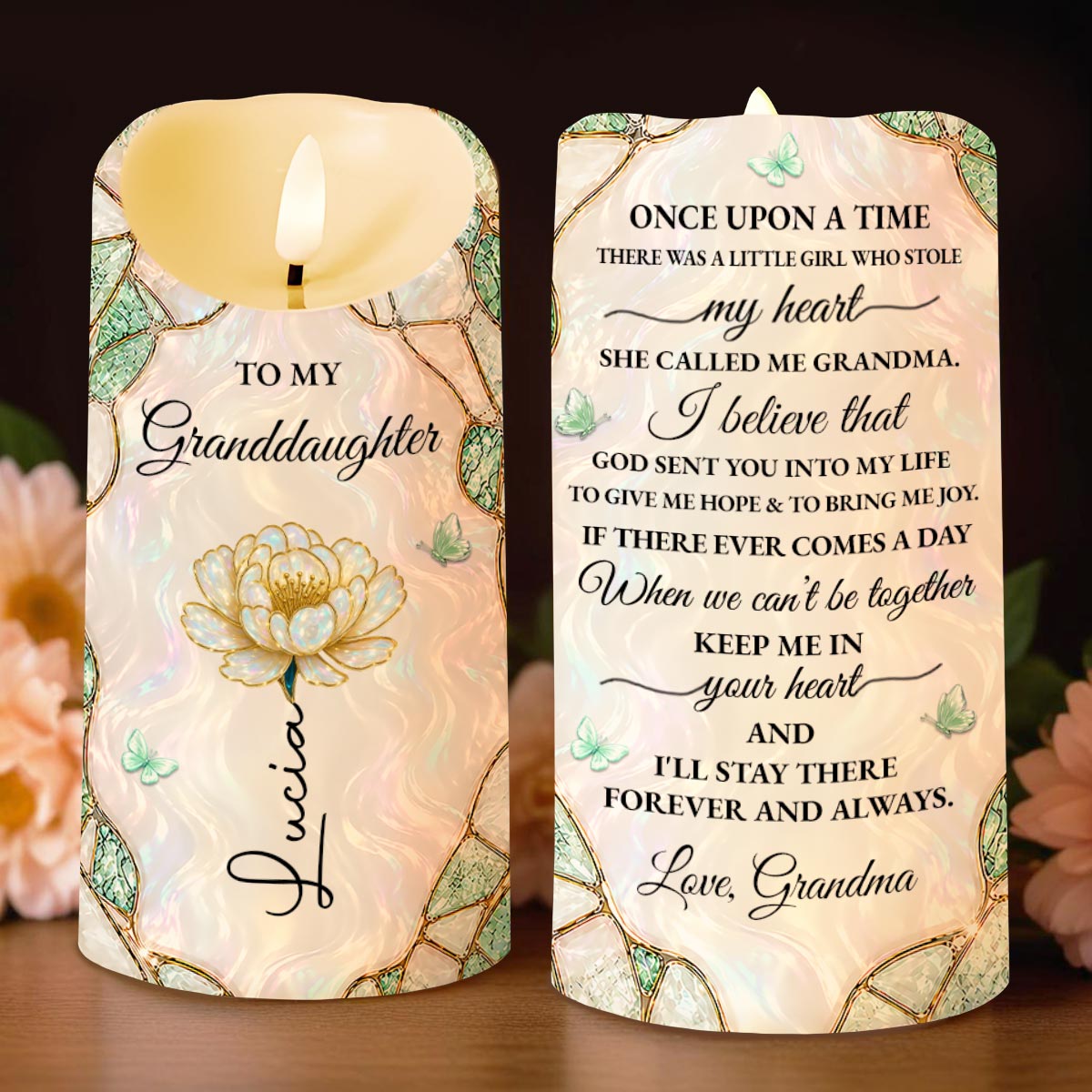 Personalized LED Candle Custom Name Gift for Granddaughter LED Candle GradoCreations