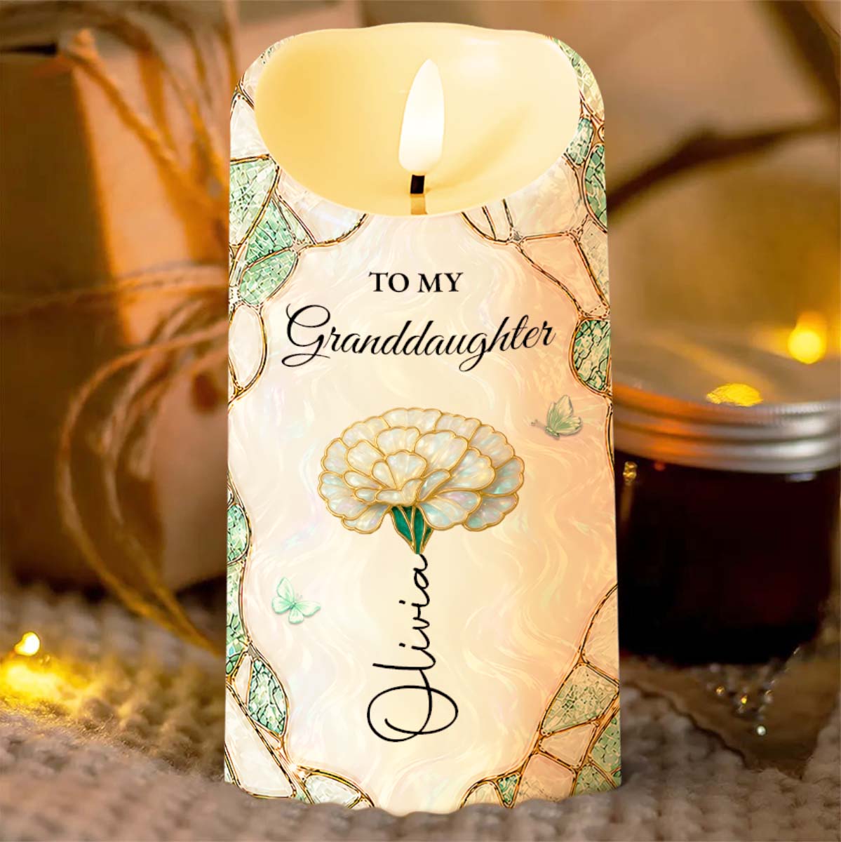 Personalized LED Candle Custom Name Gift for Granddaughter LED Candle GradoCreations
