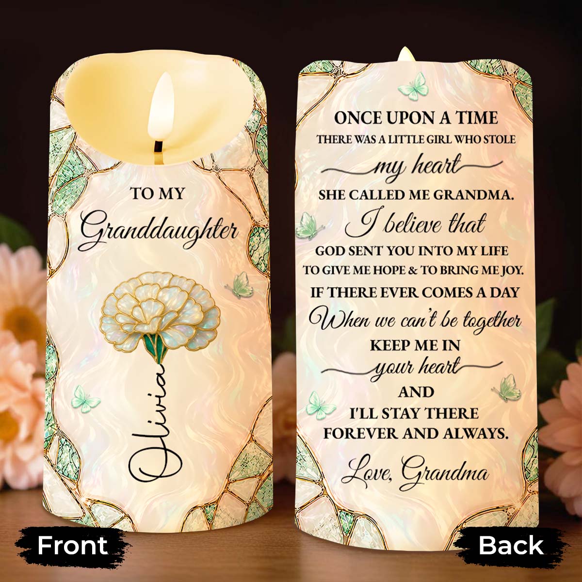 Personalized LED Candle Custom Name Gift for Granddaughter LED Candle GradoCreations