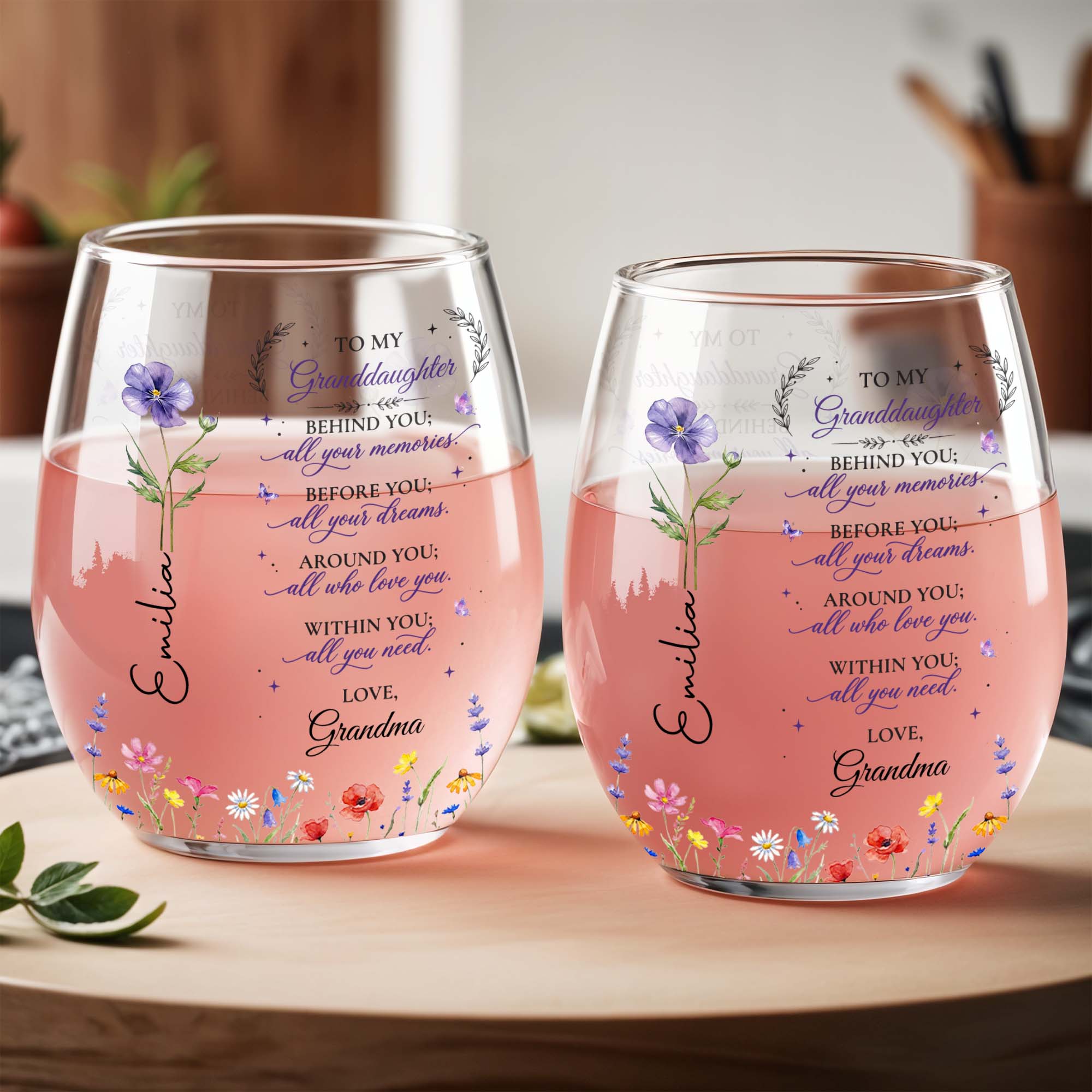 Personalized Stemless Wine Glass Custom Name Gift for Grandma Wine Glasses GradoCreations
