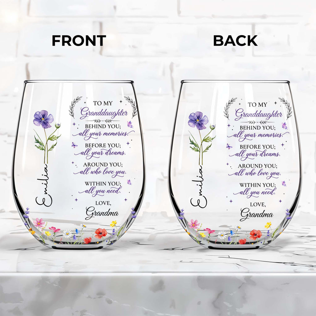 Personalized Stemless Wine Glass Custom Name Gift for Grandma Wine Glasses GradoCreations