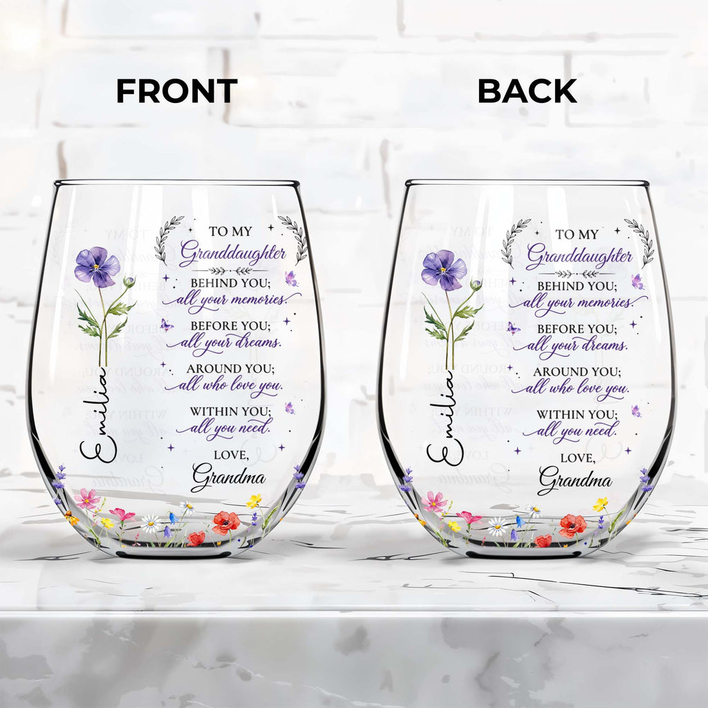 Personalized Stemless Wine Glass Custom Name Gift for Grandma Wine Glasses GradoCreations