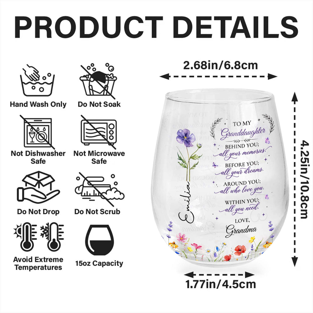 Personalized Stemless Wine Glass Custom Name Gift for Grandma Wine Glasses GradoCreations
