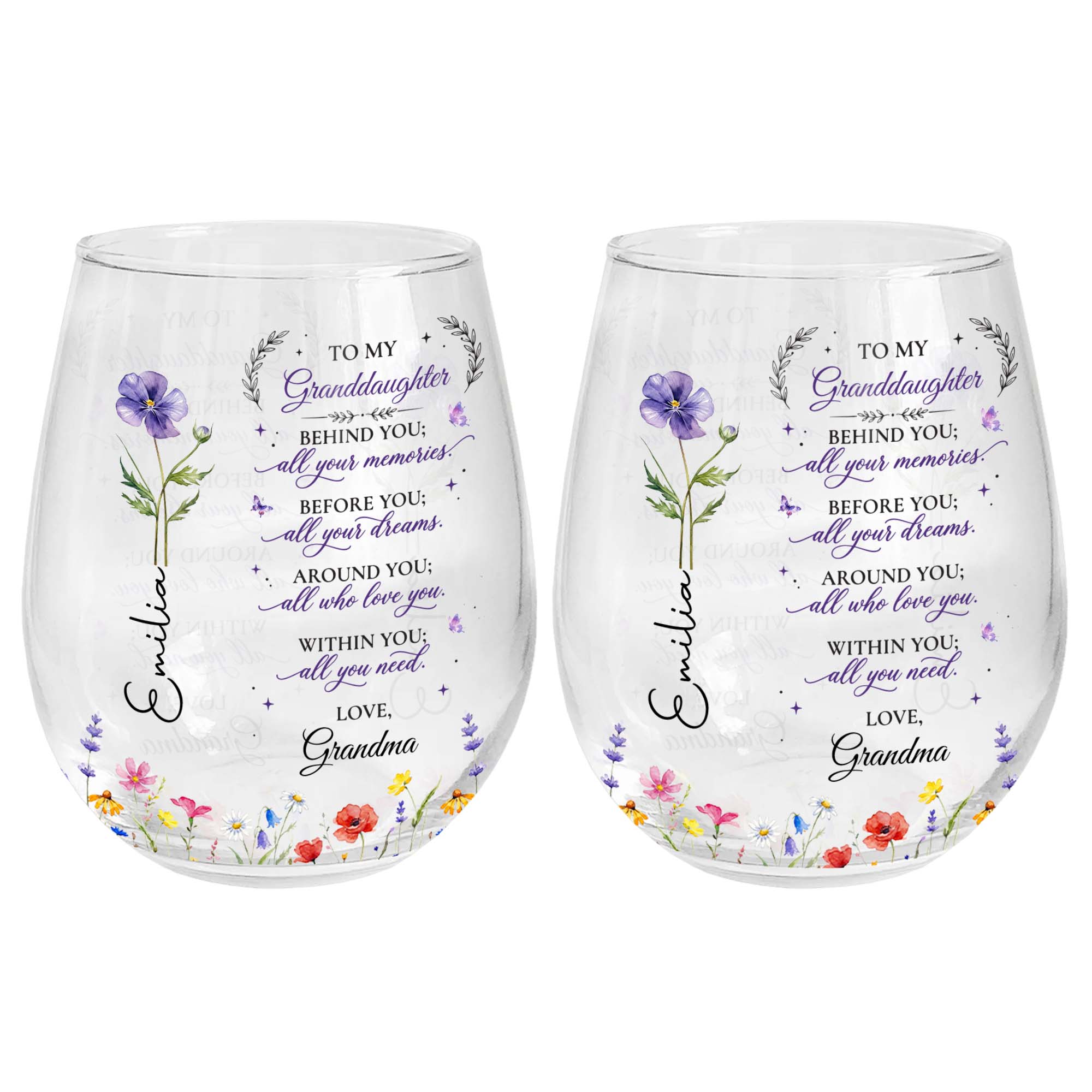 Personalized Stemless Wine Glass Custom Name Gift for Grandma Wine Glasses GradoCreations