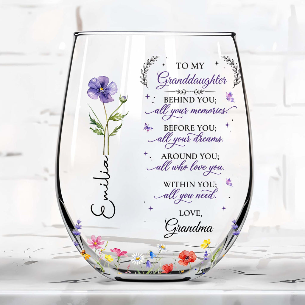 Personalized Stemless Wine Glass Custom Name Gift for Grandma Wine Glasses GradoCreations