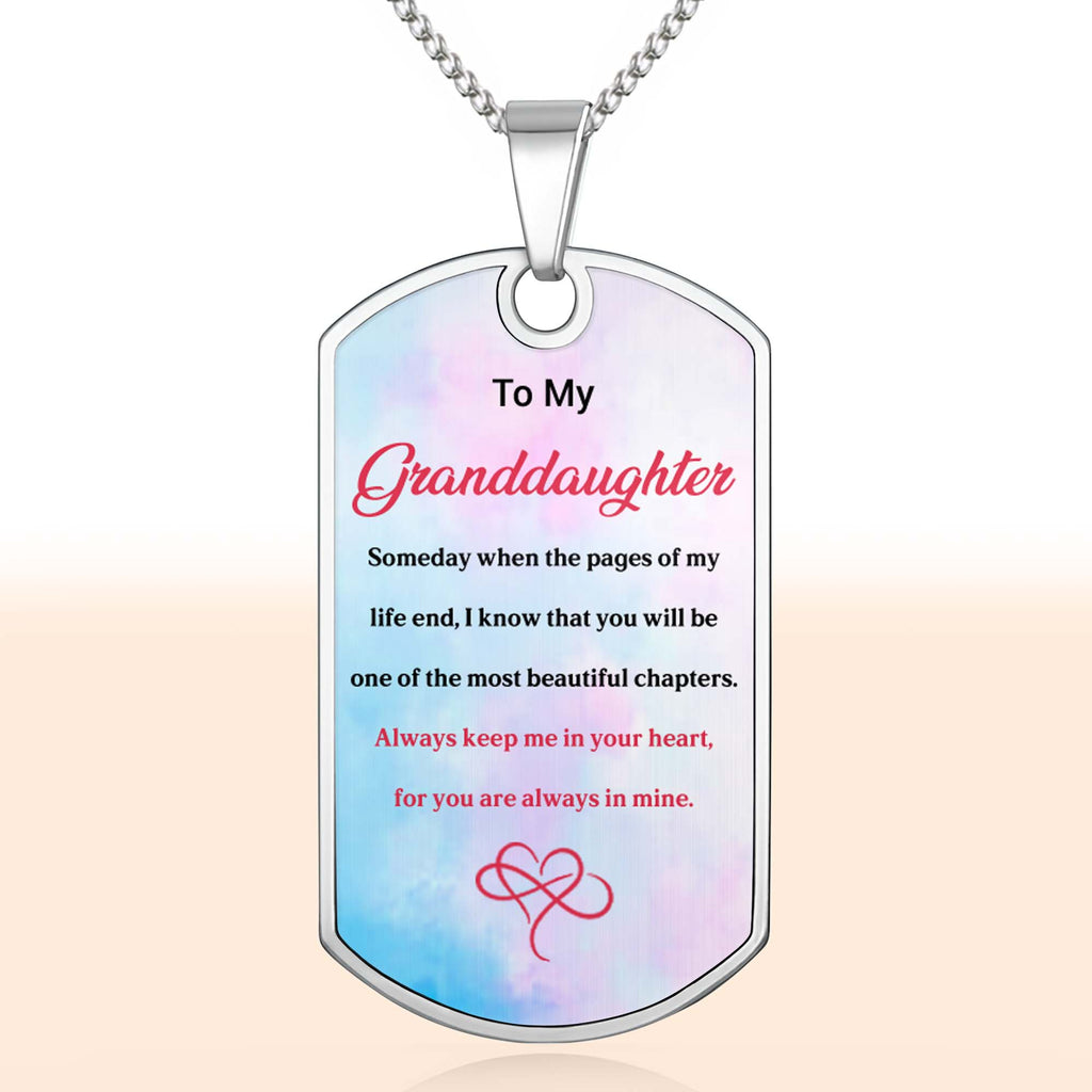 Personalized Dog Tag Necklace Custom Gift for Granddaughter Dog Tag Necklace GradoCreations