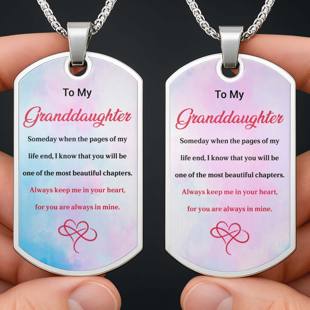 Personalized Dog Tag Necklace Custom Gift for Granddaughter Dog Tag Necklace GradoCreations