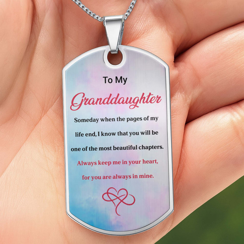 Personalized Dog Tag Necklace Custom Gift for Granddaughter Dog Tag Necklace GradoCreations