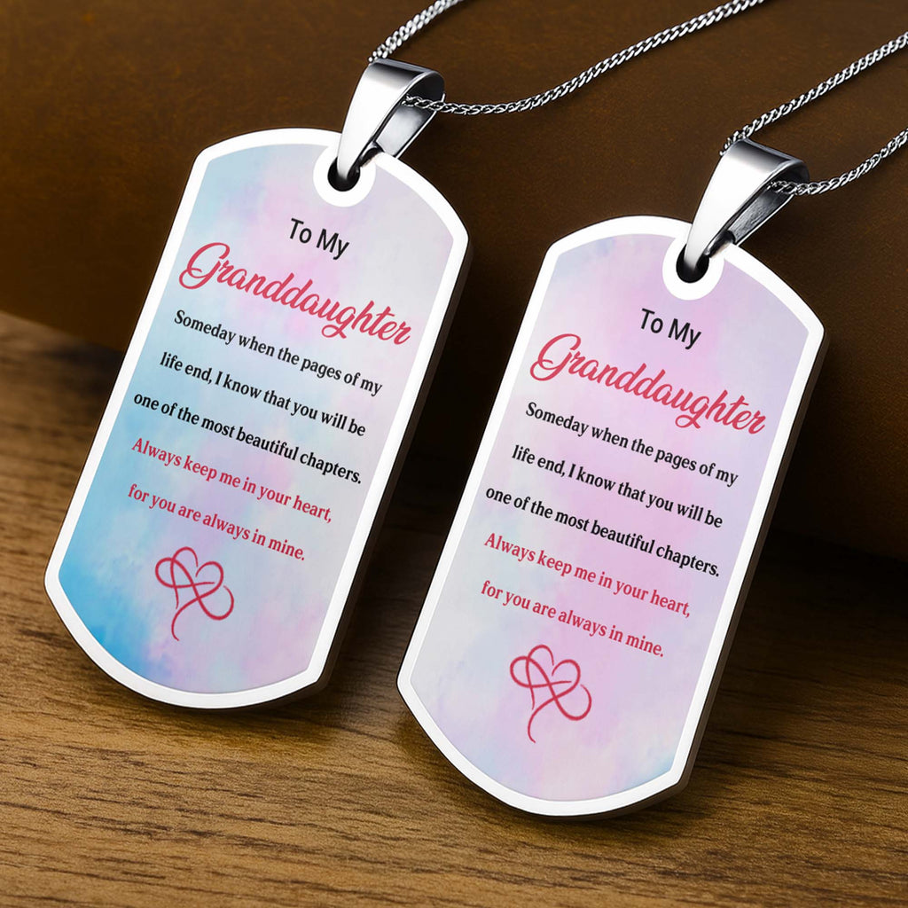 Personalized Dog Tag Necklace Custom Gift for Granddaughter Dog Tag Necklace GradoCreations