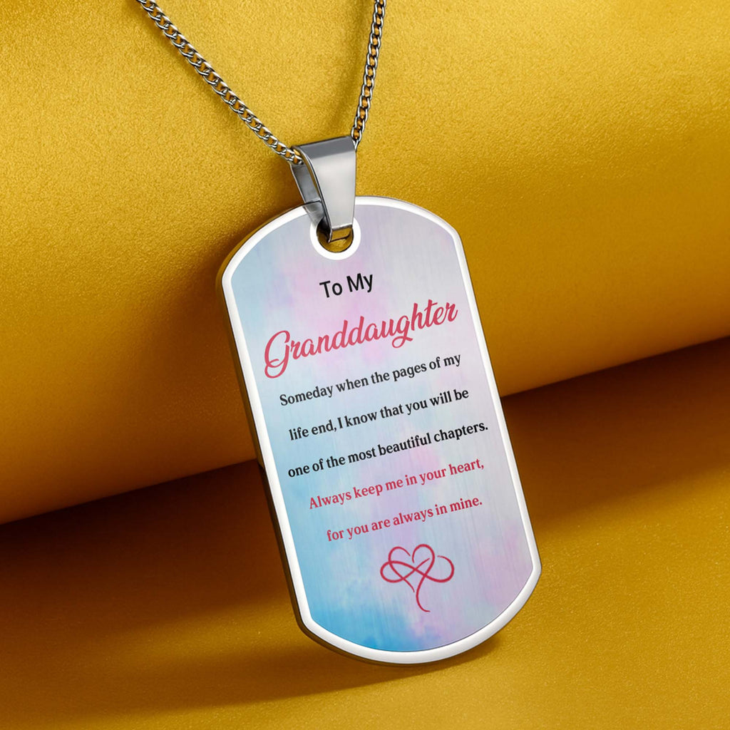 Personalized Dog Tag Necklace Custom Gift for Granddaughter Dog Tag Necklace GradoCreations