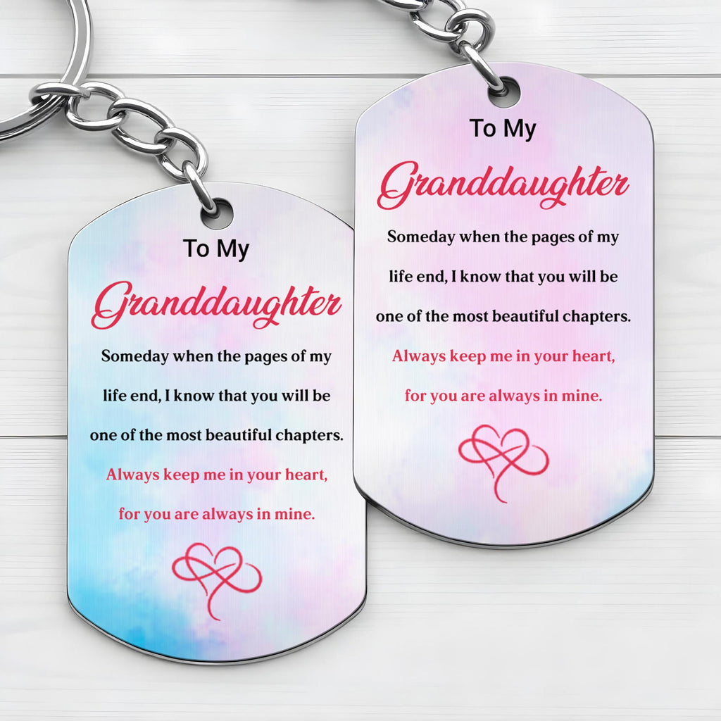 Personalized Stainless Steel Keychain for Granddaughter Gift Stainless Steel Keychain GradoCreations
