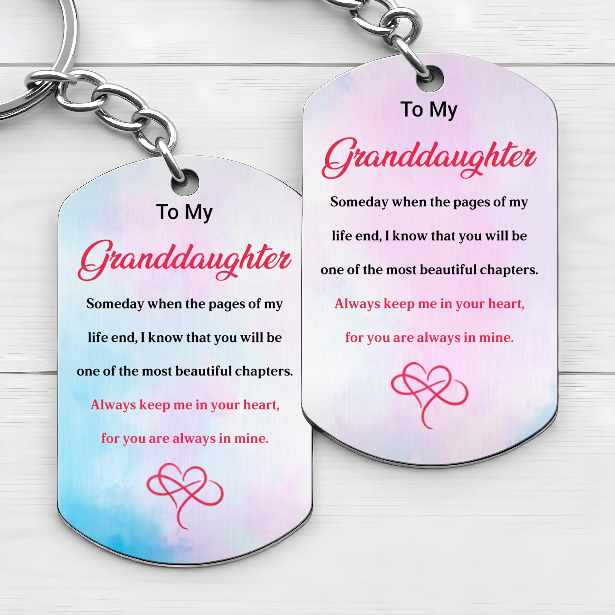 Personalized Stainless Steel Keychain for Granddaughter Gift Stainless Steel Keychain GradoCreations