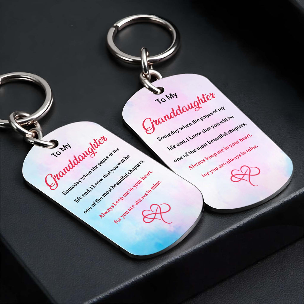 Personalized Stainless Steel Keychain for Granddaughter Gift Stainless Steel Keychain GradoCreations