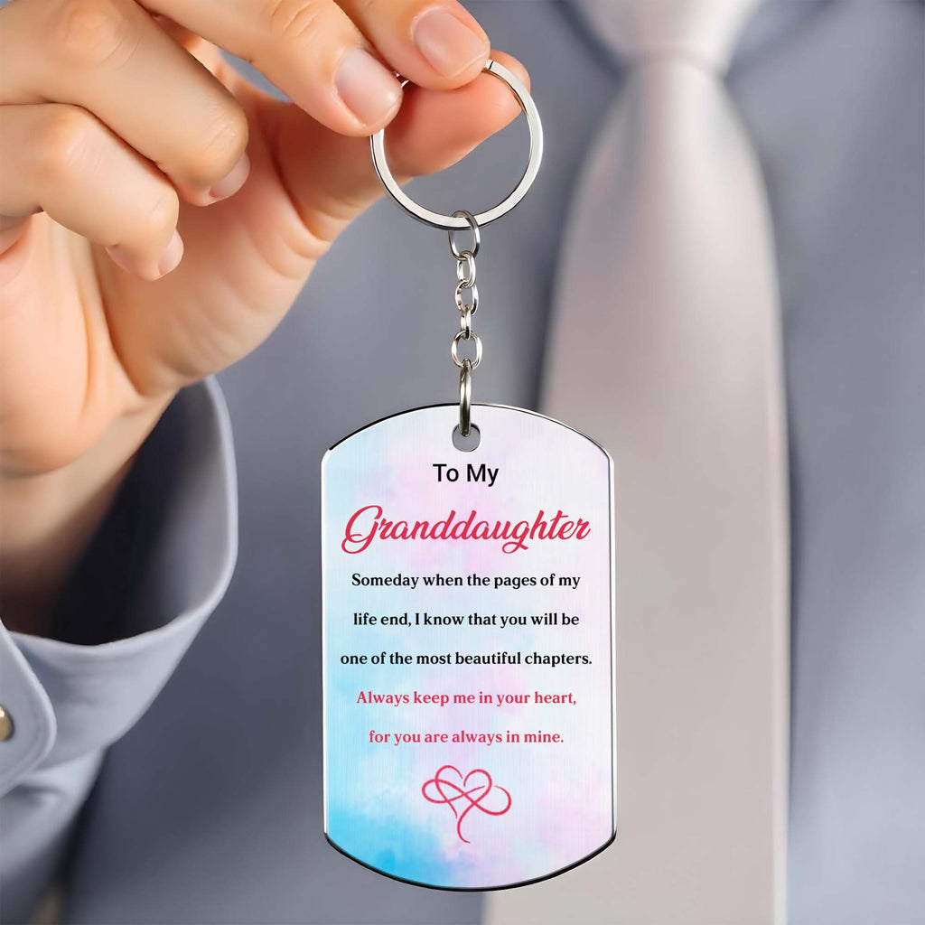 Personalized Stainless Steel Keychain for Granddaughter Gift Stainless Steel Keychain GradoCreations