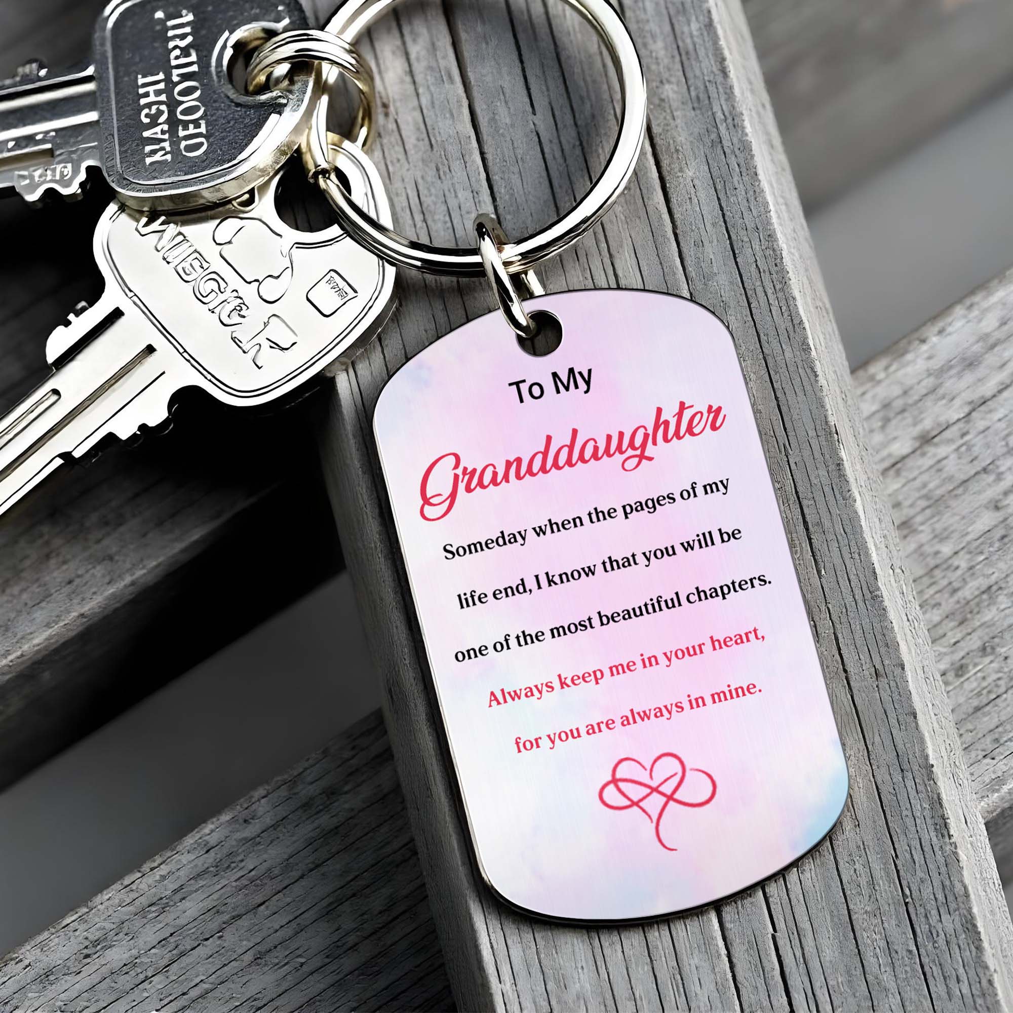 Personalized Stainless Steel Keychain for Granddaughter Gift Stainless Steel Keychain GradoCreations