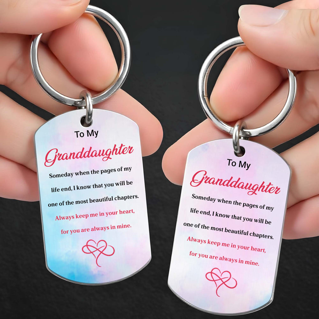 Personalized Stainless Steel Keychain for Granddaughter Gift Stainless Steel Keychain GradoCreations